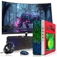 thumbnail image 1 of Restored HP G4 Gaming Desktop Computer PC Carbon Red Intel i5,16GB RAM,256GB SSD OS + 2x500GB HDD,32 Inch Curve Monitor,GT 730 Graphics,RGB KBM with AI Copilot,WiFi,RGB Headphone,Windows 11, 1 of 9