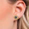 thumbnail image 3 of Gem Stone King 18K Yellow Gold Plated Silver Stud Earrings with Jackets Mystic Topaz and Moissanite (2.72 Cttw), 3 of 6