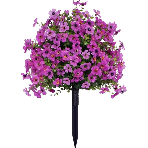 UV Resistant Purple Artificial Daisy Flowers with Ground Stake, Faux Outdoor Shrubs Realistic Fake Floral Decor for Garden Yard Porch Patio Lawn Landscape