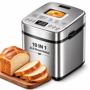 Amumu 19-in-1 Automatic Bread Machine, 2 Lb Stainless Steel