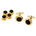 thumbnail image 4 of Qarigey Men Gold Black Tuxedo Cufflinks Formal Cuff Dress Button Collar Links Shirt Ropa, zapatos y accesorios Miscelánea, 4 of 6