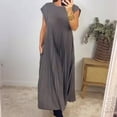 thumbnail image 2 of Atogsazn Maxi Dresses for Women Casual Loose Flowy Sundress Round Neck Sleeveless Pleated Long Dress Plus Size Summer Dresses Gray L on Clearance, 2 of 6