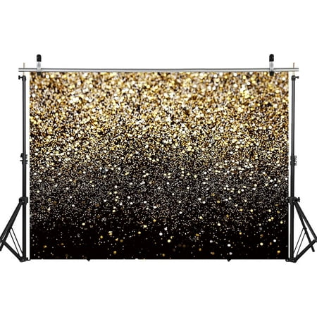 8x6ft Glitter Backdrop Black and Gold Backdrops Golden Spots Backdrop ...