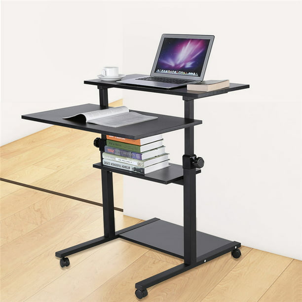Ergonomic Mobile Stand Up Desk Computer, Rolling Desktop Computer Cart