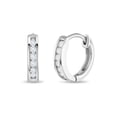thumbnail image 1 of Channel Cubic Zirconia 9mm Earrings Hoop/Huggie Safety Latch - Sterling Silver, 1 of 4