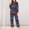 thumbnail image 2 of Salouo Vintage Corn Pattern in Red Blue Pattern Women's Pajamas Set Long Sleeve Button Down Sleepwear Soft Pj Lounge Sets for women 2 Piece Pjs Set with Long Pants-Small, 2 of 7