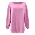 thumbnail image 4 of idosla Womens Fleece Lined Sweatshirt Off Shoulder Long Sleeve Pullover Top Oversized Shirt Basic Slouchy Clothes 2025 (Pink, XL), 4 of 5