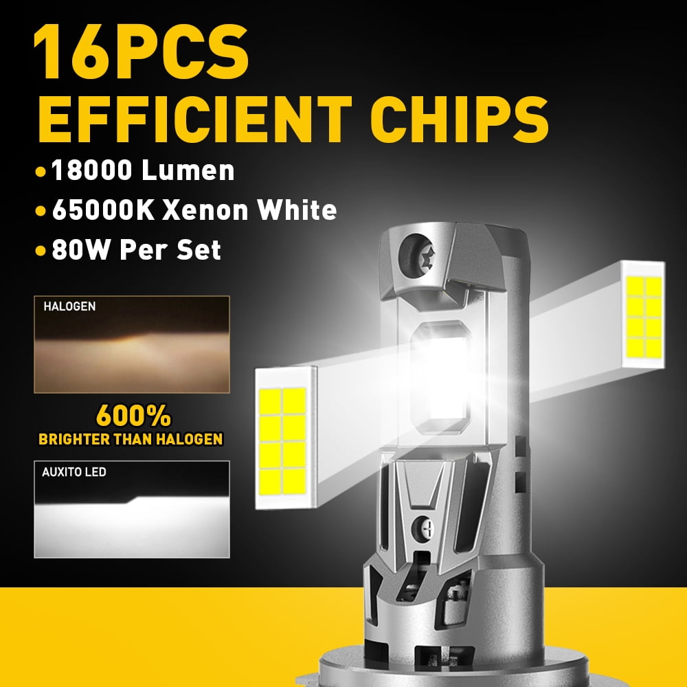 Krieges H7 LED Bulbs 6500K White,16PCS Chips 20000LM Super Bright,1:1  Halogen Size, No Adapter Needed, All in One Easy Plug & Play H7 LED Bulb  with