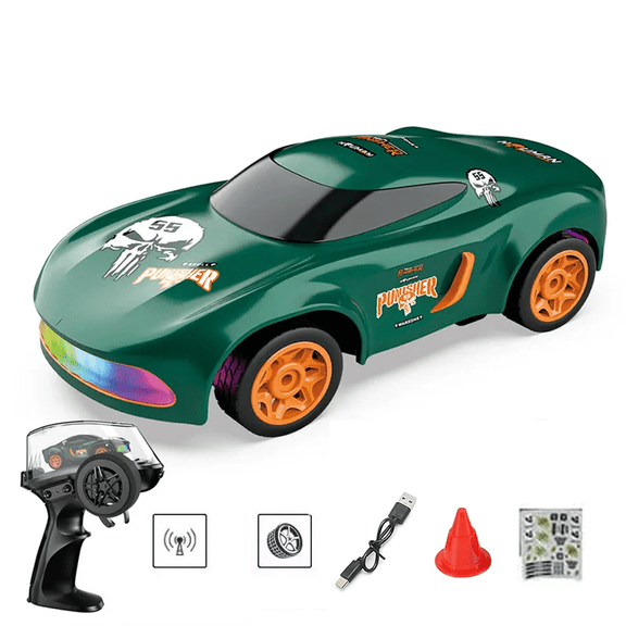 Ultra-Compact Desktop RC Drift Car, 2.4GHz 4WD RC Racing Car with Colorful LED Lights & Unique Acceleration Feature, Ideal for Hobbyist