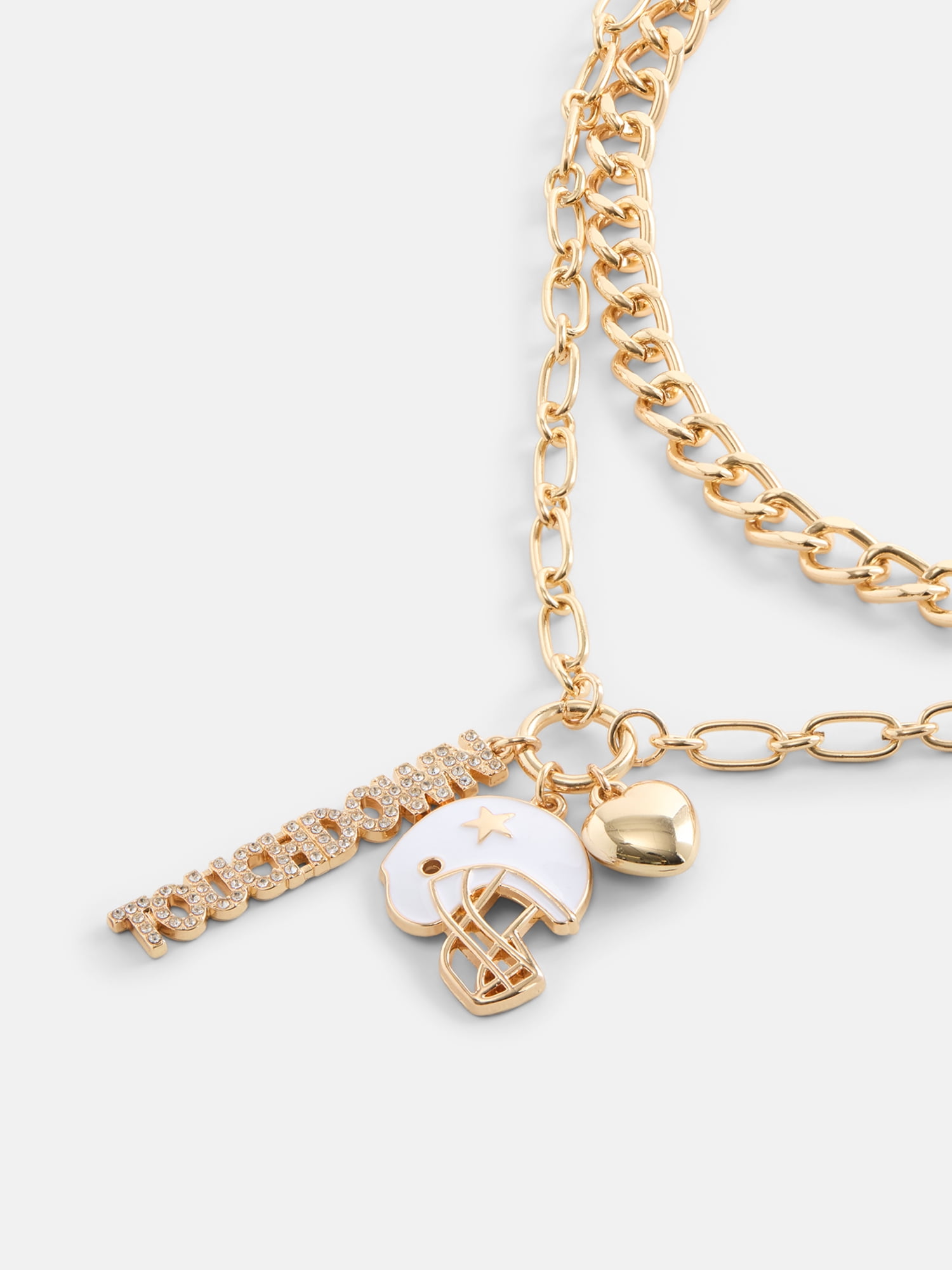 No Boundaries Women's Game Day Gold Tone Cluster Charm Necklace Set, 2 Piece