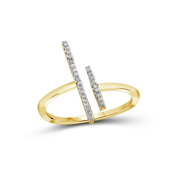 JewelersClub 14K Gold Plated Silver Accent White diamond Open Ring for Women | Diamonds for Everyday Womens Wear