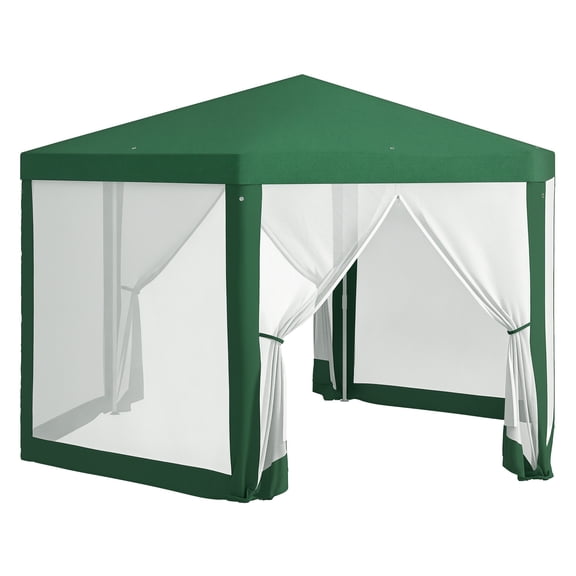 13x11 Hexagon Party Tent Outdoor, Sun Shade Shelter Canopy with Mesh Sidewalls, Ropes & Stakes - Green