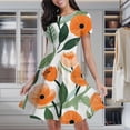 thumbnail image 2 of Orange Poppies Floral White Background Women's Classic Swing Skater Dress Casual Work Party Cocktail Dresses, 2 of 6