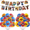 thumbnail image 2 of Suministros para fiestas de Hot Wheels, globos de carreras para decoración de fiestas, banderas para niños, pancartas de feliz cumpleaños, globos de carreras a cuadros con llamas blancas y negras, 2 of 5