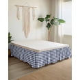 thumbnail image 2 of Navy Blue White Plaid Wrap Around Bed Skirts for California King Bed 18" Drop,Bed Skirt with Adjustable Elastic Belt Dust Ruffle Bed Valance for Bedroom Farmhouse Checkered Buffalo Bed Frame Cover, 2 of 7