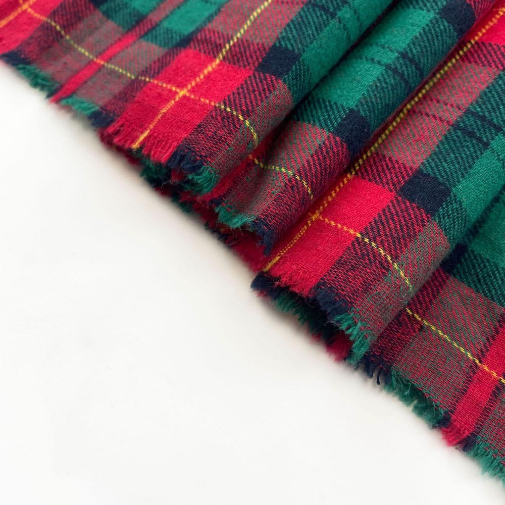 Flannel Brushed Hypoallergenic Cotton Tartan Plaid Geometric Benjamin Yarn Dyed Fabric By The Yard For Sewing Apparel, Accessories, & Décor - Hunter Green / Red (1 Yard)