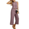 thumbnail image 2 of Cueply Women's Summer 2 Piece Outfits Lounge Sets Sleeveless Crop Top Wide Leg Cropped Pants with Pockets, 2 of 7