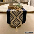 thumbnail image 3 of Decorative Blue Table Runner 8 - 10 Seater Table Runner (14 x 120 inch), Moroccan, Tassles Lace Table Runner, Jacquard fabric Table Linen, Geometric Pattern Contemporary Style - Aissa, 3 of 10