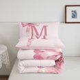 thumbnail image 5 of meiyoeat pink Initial Letter M Twin Comforter Sets,Dreamy Princess Bow Kids Bedding Set,Pink Reversible,2pcs,1 Comforter and 1 Pillowcase, 5 of 7
