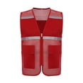 thumbnail image 1 of RUNQHUI Men Women Zipper High Visibility Reflective Safety Vest Construction Work Mesh Fabric Work Clothes Red 190, 1 of 7