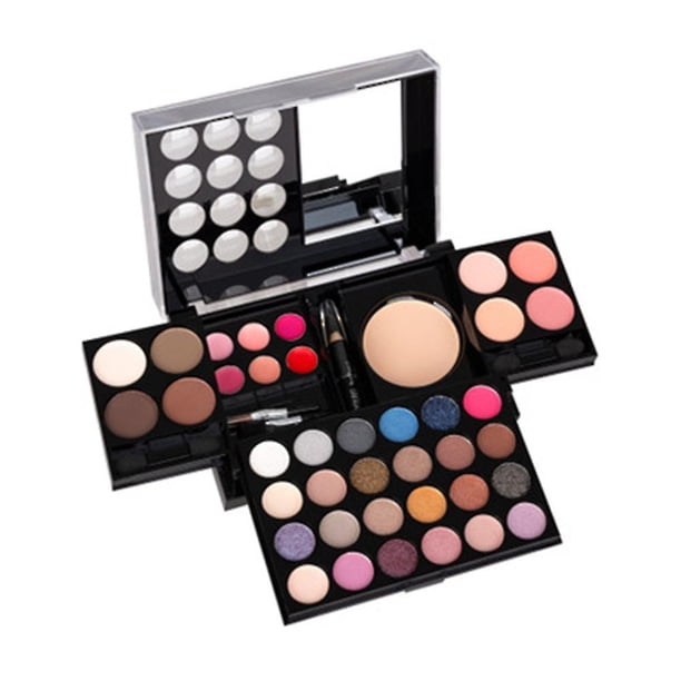 Paleta de maquillaje para sombra de ojos, colorete en polvo, lápiz de cejas, combinación de brillo de labios, juego pequeño, paleta de maquillaje, no tóxico