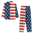 thumbnail image 3 of DISNIMO Women's 2 Piece Pajama Set American Flag Printed Long Sleeve Sleepwear Star Stripe Printed Comfy Pj Ladies Lounge Sets Button Down Nightwear with Long Pants, L, 3 of 7