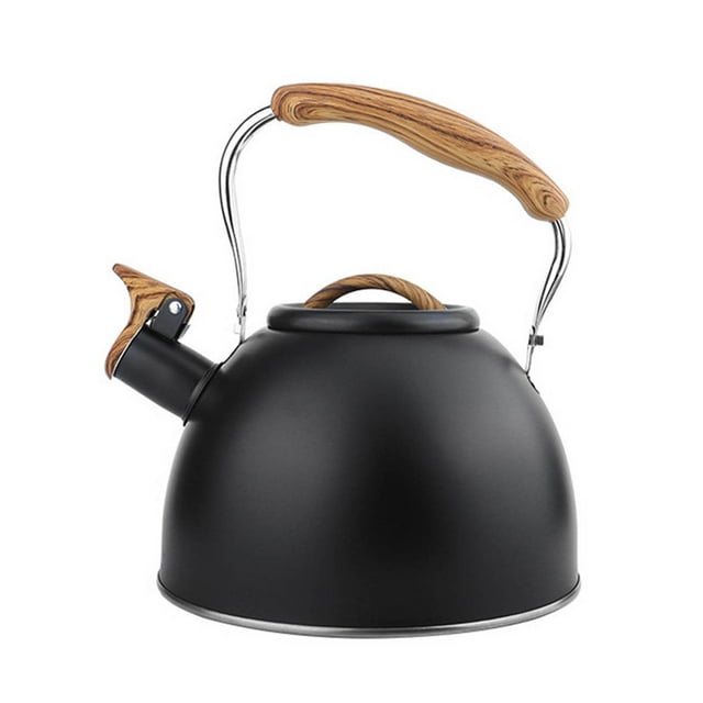 3.1 /3 Liter Whistling Tea Kettle Food Grade Stainless Steel And Wood Pattern Folding Handle Work For All Stovetops