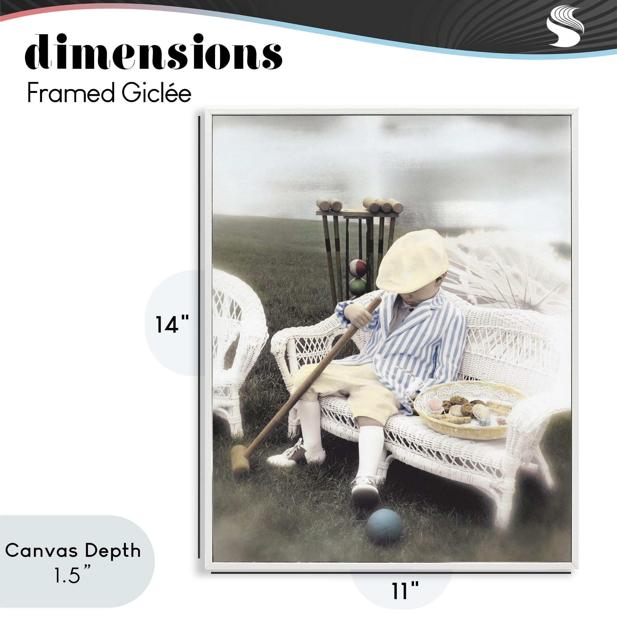Stupell Industries Child with Croquet Mallet White Framed Giclee Art, design by Kendra Dew