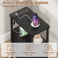 thumbnail image 5 of Eunos Black End Table with Charging Station, Narrow Long Nightstand with Open Shelf and 2 Fabric Drawer, 5 of 8