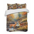 thumbnail image 2 of Quilts King Size, Orange Cute Deer Soft Comforter Bedding Set for Bed, Vintage Forest River Elk Lightweight Quilted Bedspread with Pillow Cover(2 Pieces) for All Season, 96x106 Inch, 2 of 6