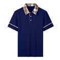 thumbnail image 5 of Zimjoy Men's Polo Shirt Short Sleeve Waffle Knit Casual Golf Polo Plaid Collar Stylish Button Down Business Casual Shirt for Men Navy L, 5 of 7