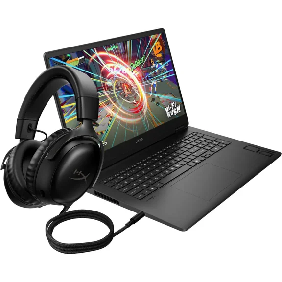 HP Omen 17.3" FHD 144Hz Gaming Laptop + HyperX Cloud III Bundle, AMD Ryzen 7 8845HS, NVIDIA GeForce RTX 4060, 16GB DDR5 5600, 512GB NVMe SSD, Windows 11 Home