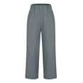 thumbnail image 7 of Dazajoo Women's Gauze Pants Elastic High Eaisted Solid Color Pants Summer Lightweight Cotton Linen Beach Pants with Pockets Holiday Sales,Gray,XL, 7 of 7