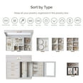 thumbnail image 4 of Casegrace 5-Tier Huge Jewelry Organizer with 4 Drawers, Clear Window Flip Lid Jewelry Box, Rotating Column Necklace Storage Case, Clear Open-door Standing Holder for Earrings, Rings, 4 of 8