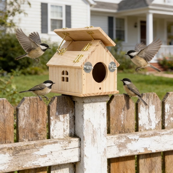 Solid Wood Bird Feeders for Parrots, Spacious Wood Design Bird Feeder with Breeding Box, Durable Bird Feeder for Outdoor or Indoor Use