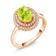 thumbnail image 2 of Gem Stone King 18K Rose Gold Plated Silver Oval Yellow Lemon Quartz Halo Engagement Ring for Women (2.30 Cttw, Gemstone Birthstone, Oval 8X6MM, Size 6), 2 of 4