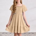 thumbnail image 2 of Larisalt Girls Summer Dresses Short Sleeve Solid Polka Dot Dress Size 4-14 Years Little Girl Casual Clothes, 2 of 4
