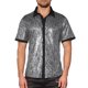 thumbnail image 1 of Camisas metálicas INSPIRE CHIC para hombres, camisa de botones de manga corta de color contrastante, plata 2XL, 1 of 5