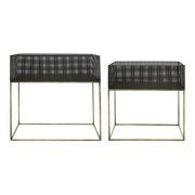 CoSoTower Metal, S/2 20/24" Square Planters, Black/Gold
