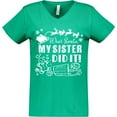 thumbnail image 3 of Inktastic Dear Santa, My Sister Did It Funny Christmas Women's V-Neck T-Shirt, 3 of 5