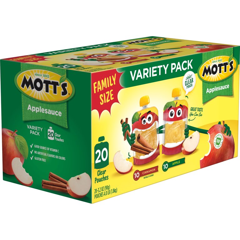 Mott's Apple and Cinnamon Applesauce, Variety Pack, 3.2 oz, 20