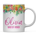 thumbnail image 1 of CTDream Wedding Party Personalized 11oz. Coffee Mug Gift, Olivia Maid of Honor, Tropical Floral Hibiscus Flowers Garden Party, 1-Pack, Custom Birthday Present Ideas, 1 of 6