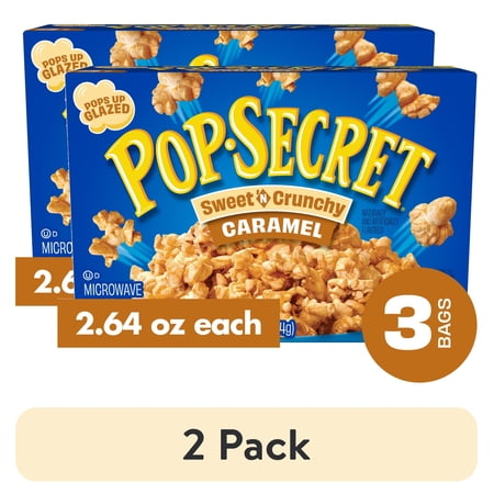 (2 pack) Pop Secret Popcorn, Sweet 'n Crunchy Caramel Microwave Popcorn, 2.64 oz Bags, 3 Ct