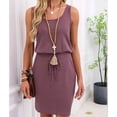 thumbnail image 5 of Women'S Waffle Knit Tank Dress Sleeveless Square Neck Casual Summer Outfit Brick Red S, 5 of 9