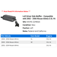 thumbnail image 2 of Left Driver Side Muffler - Compatible with 2002 - 2006 Nissan Altima 3.5L V6 2003 2004 2005, 2 of 2