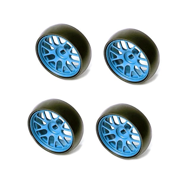 1/28 Actualización de vehículo Neumático de cabeza lisa Diámetro exterior 26,5 mm Neumático de cubo de deriva para Weili K98 (azul)