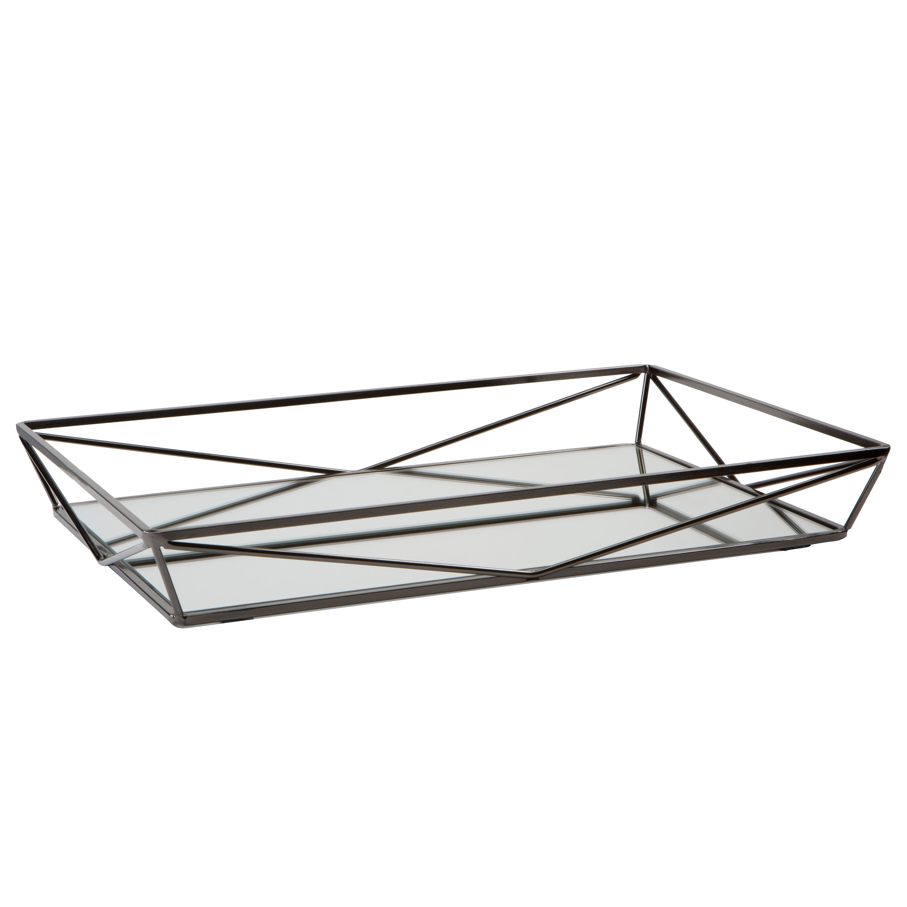Home Details Large Geometric Mirrored Vanity Tray in Onyx