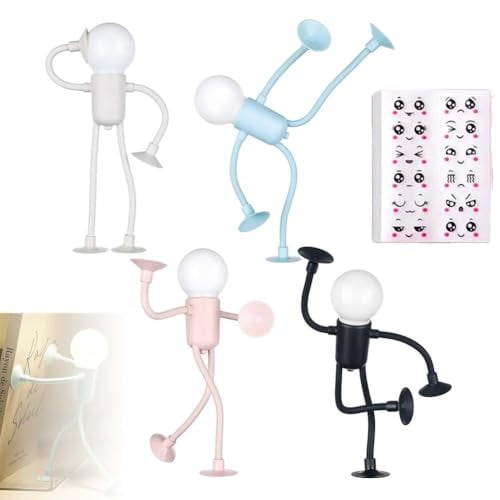 Funny Sportsman Night Light Changeable Shape, Bendable Suction Cup Table Desk Lamp for Home Decor, DIY Lights for Bedroom, Bathroom, Corridor, Kitchen, Christmas Gift Ideas(People-4pcs)