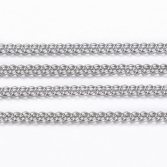 1roll Resistant 304 Stainless Steel Twisted Chains Curb Chains Soldered with Spool Stainless Steel color 1.2x1.1x0.3mm about 32.8 Feet(10m)/roll