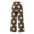 thumbnail image 4 of USNSM Women's Cotton Pants Linen Polka Dot Print Smocked Wide Leg Pants High Waisted Casual Cozy Yoga Pants with Pocket Khaki S, 4 of 4